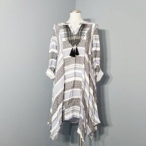 KNOX ROSE Boho Long Sleeve Tassel Dress NWT